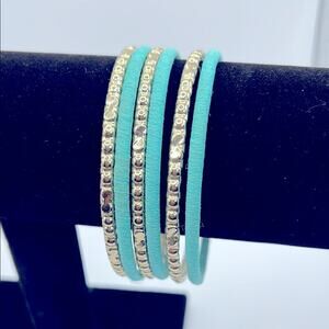 Lovely Fashion Gold and Turquoise Bangle Set